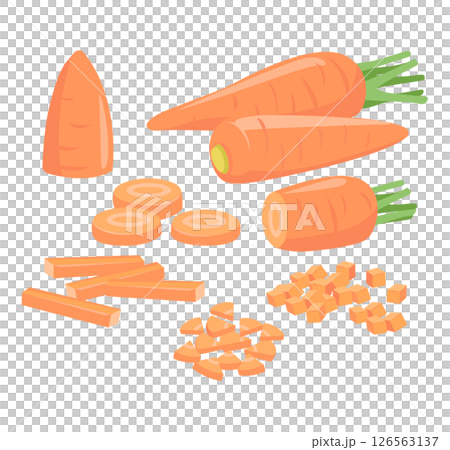 ニンジンのシンプルなベクター画像。調理用にカットされた人参。 126563137