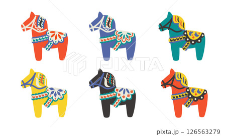 2026年　ダーラナホースのベクターイラストセット 126563279