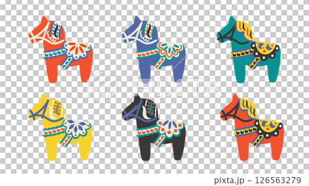 2026年　ダーラナホースのベクターイラストセット 126563279