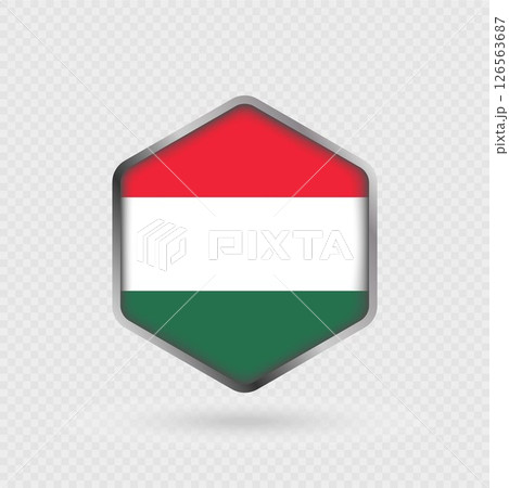 Hungary Flag Icon in Hexagon Shape. 126563687