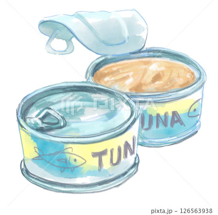 非常食にもぴったりなツナ缶の水彩イラスト 非常食にもぴったりなツナ缶の水彩イラスト 126563938
