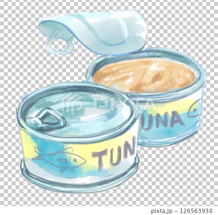 非常食にもぴったりなツナ缶の水彩イラスト 非常食にもぴったりなツナ缶の水彩イラスト 126563938
