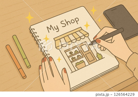 いつか開きたいお店のイメージをスケッチ　Generative AI 126564229