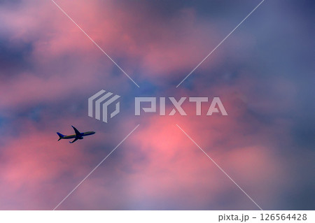 passenger plane takes off 126564428