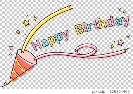Illustration of Happy Birthday letters and confetti crackers / Design for birthday parties and events 126564469