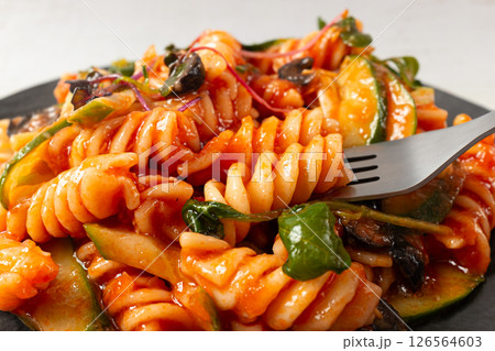 Fusilli Pasta Salad with Tomato Sauce Fusilli Pasta Salad with Tomato Sauce 126564603