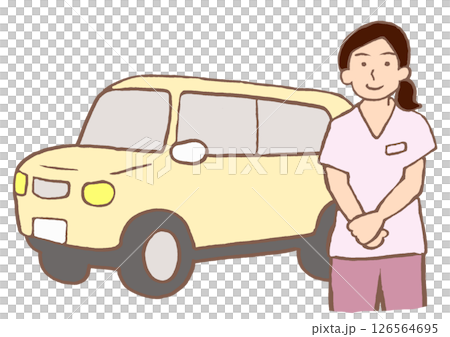 精神病出診護理站的汽車和護士插圖 精神病出診護理站的汽車和護士插圖 126564695