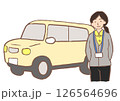 精神科訪問看護ステーションの車と精神保健福祉士のイラスト 126564696