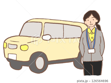 精神科訪問看護ステーションの車と精神保健福祉士のイラスト 精神科訪問看護ステーションの車と精神保健福祉士のイラスト 126564696
