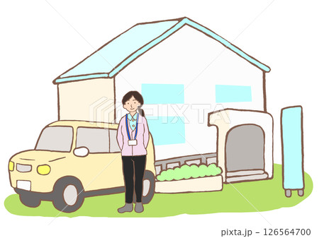 精神科訪問診療クリニックとMSWのイラスト 126564700