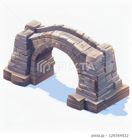 the AI Image Generator, Isometric Illustration of a Medieval Stone Bridge 126564812
