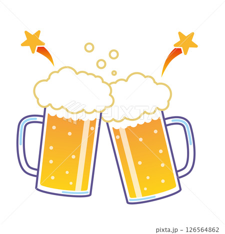 ジョッキに入った生ビールのイラスト 126564862
