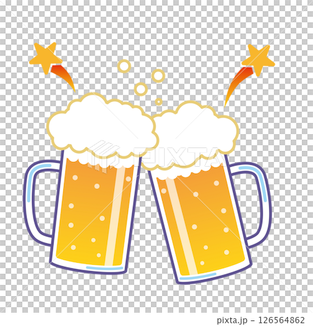 ジョッキに入った生ビールのイラスト 126564862