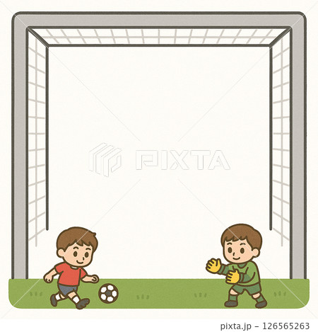サッカーをする子供の枠イラスト 126565263