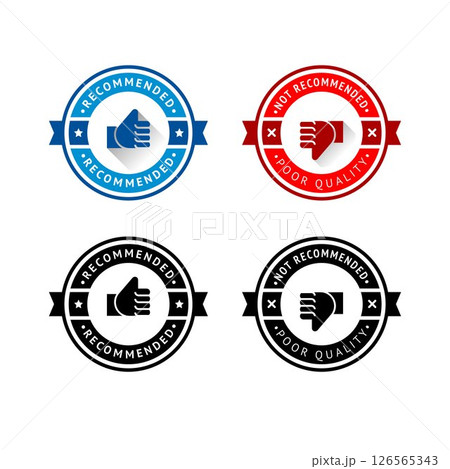 Set of badge like and dislike, thumbs up and thumbs down symbols, vector stamps 126565343