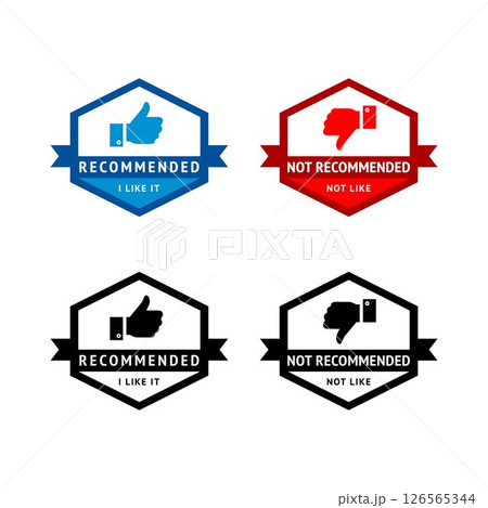 Set of badge like and dislike, thumbs up and thumbs down symbols, vector stamps Set of badge like and dislike, thumbs up and thumbs down symbols, vector stamps 126565344