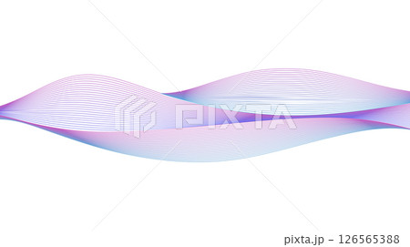 Abstract Wavy Lines Holographic Waveform Futuristic Contemporary Isolated Vector Design Element for 3d Backgrounds. Purple and Blue Colorful Rainbow Dynamic Fluid Motion Shapes 126565388