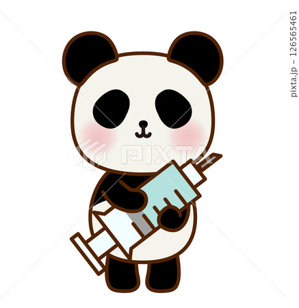注射器を持ったかわいいパンダのイラスト 126565461