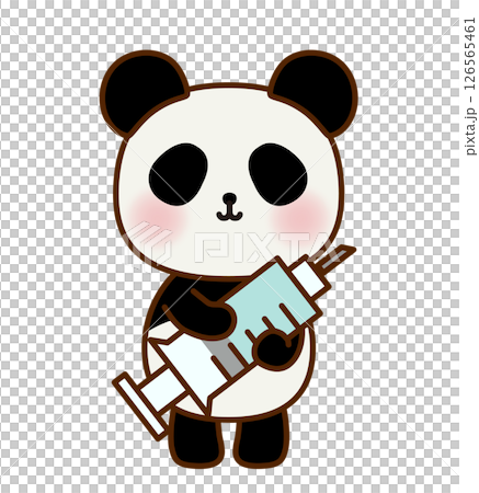 注射器を持ったかわいいパンダのイラスト 126565461