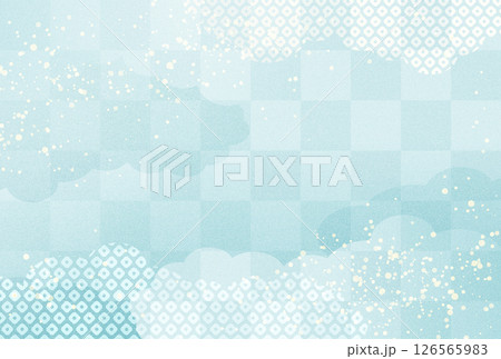 夏・お中元・暑中見舞い　水色の和柄 背景	 126565983
