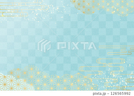 夏　和柄　お中元 水色・青・金・高級感のある背景	 126565992