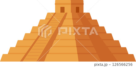 Chichen Itza pyramid flat color icon 126566256