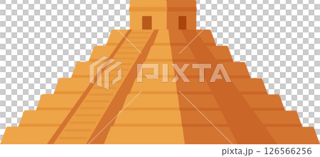 Chichen Itza pyramid flat color icon 126566256