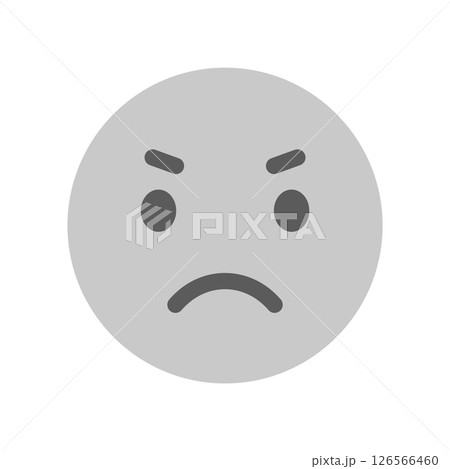 怒った顔のシンプルな絵文字 - 不満や困惑の感情や低評価のイメージ素材 126566460