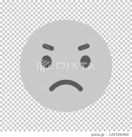 怒った顔のシンプルな絵文字 - 不満や困惑の感情や低評価のイメージ素材 126566460