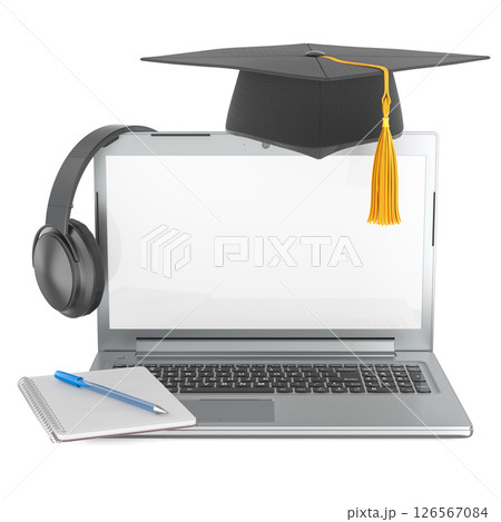 Online learning, remote education concept. 3D Rendering 126567084