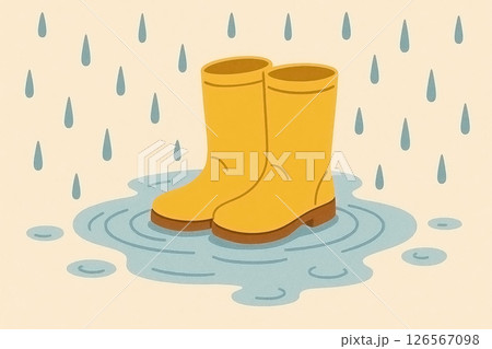 雨の日の黄色い長靴 雨の日の黄色い長靴 126567098