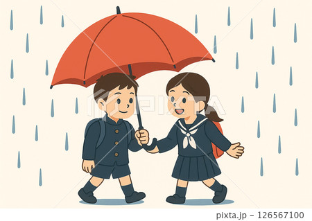 梅雨の通学路 126567100