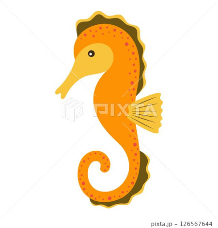 flat illustration with cute seahorse 126567644