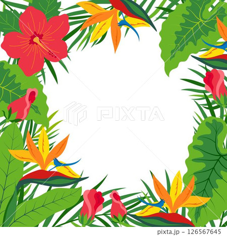 tropical leaves frame in flat style 126567645