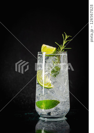 Mineral water with lime Mineral water with lime 126567828