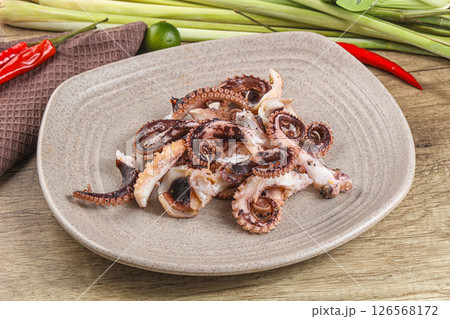 Grilled octopus tentacle sliced appetizer 126568172