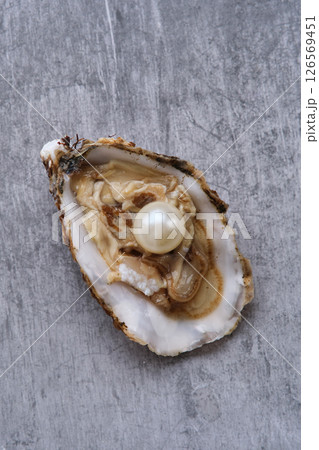 Oyster with the pearl on gray background Oyster with the pearl on gray background 126569451