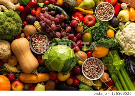 Organic seasonal vegetables from an autumn farm harvest, including fresh, ripe veggies grown naturally and handpicked for quality 126569526