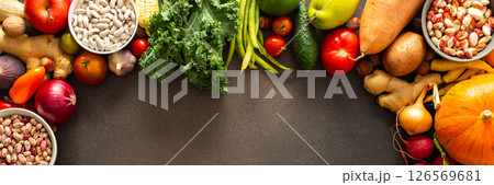 Ripe fresh organic seasonal vegetables from an autumn farm harvest, organic seasonal vegetables 126569681