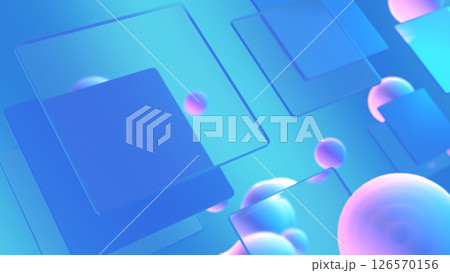 ガラスの板や流体が浮かぶグラスモーフィズム風の立体空間 - ブルー ガラスの板や流体が浮かぶグラスモーフィズム風の立体空間 - ブルー 126570156