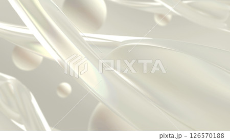 流線型のガラスや流体が浮かぶグラスモーフィズム風の立体空間 - ミルキー 流線型のガラスや流体が浮かぶグラスモーフィズム風の立体空間 - ミルキー 126570188