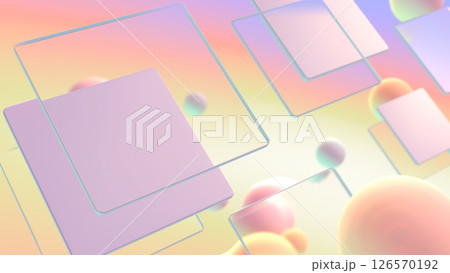 ガラスの板や流体が浮かぶグラスモーフィズム風の立体空間 - レインボー ガラスの板や流体が浮かぶグラスモーフィズム風の立体空間 - レインボー 126570192