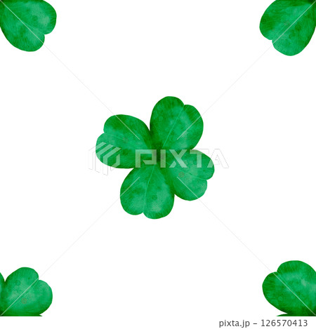 A Seamless Pattern Featuring Delightful Green Clover Leaves Set Against a Crisp White Background 126570413