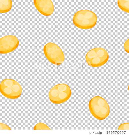 An Elegant Pattern Featuring Sliced Citrus Fruits Set Against a Crisp White Background 126570497