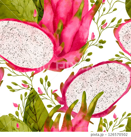 Explore the vibrant and colorful Dragon Fruit Pattern, perfect for various tropical designs 126570502