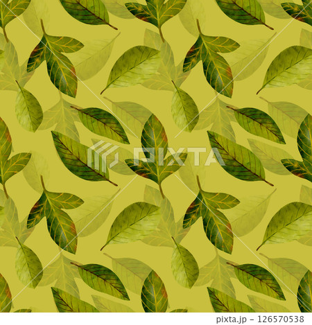 A Beautiful Leaf Pattern Set Against a Lively Green Background for Unique Textile Design 126570538