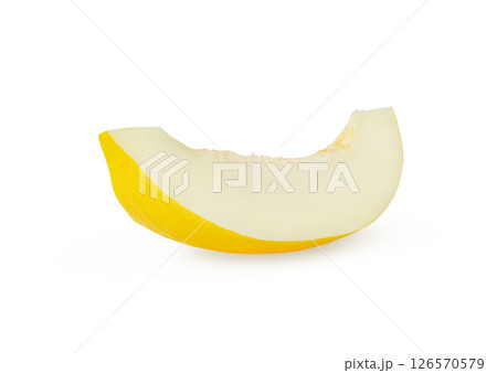 Honey yellow melon slice isolated.. Honey yellow melon slice isolated.. 126570579