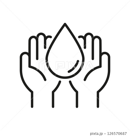 Hands Holding Water Drop Line Icon. Water Conservation And Environmental Protection Outline Symbol. Sustainability And Resource Management. Editable Stroke. Isolated Vector Illustration Hands Holding Water Drop Line Icon. Water Conservation And Environmental Protection Outline Symbol. Sustainability And Resource Management. Editable Stroke. Isolated Vector Illustration 126570687