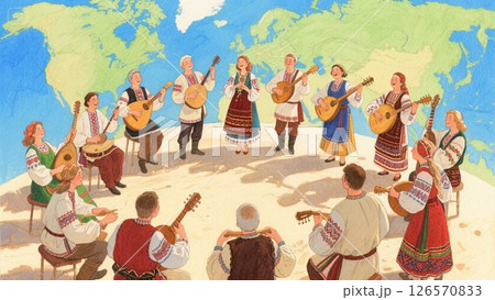 世界の人々が民族音楽を演奏する様子 万博のイメージ 世界の人々が民族音楽を演奏する様子 万博のイメージ 126570833