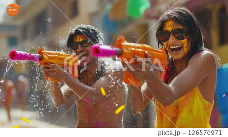 Group Of Friends Celebrating Holi With Laughter 126570971